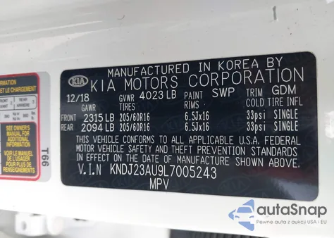 2020 Kia Soul Lx/X Line/S z USA, uszkodzony, nr VIN KNDJ23AU9L7005243
